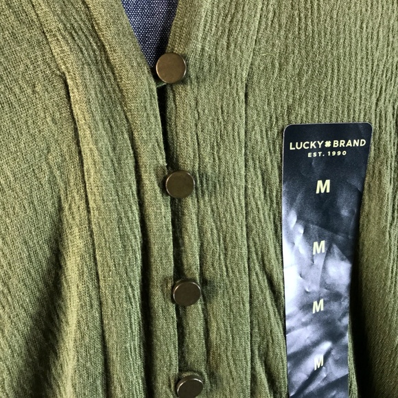 NEW Lucky Brand Green Button Front Blouse Size M - Picture 3 of 8